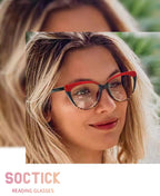 SOCTICK Cat Eye Reading Glasses for Women Blue Light Blocking,Readers for Women 2.75 with Comfort Spring Hinges,Fashion Designer Ladies Eyeglasses(4 pack)