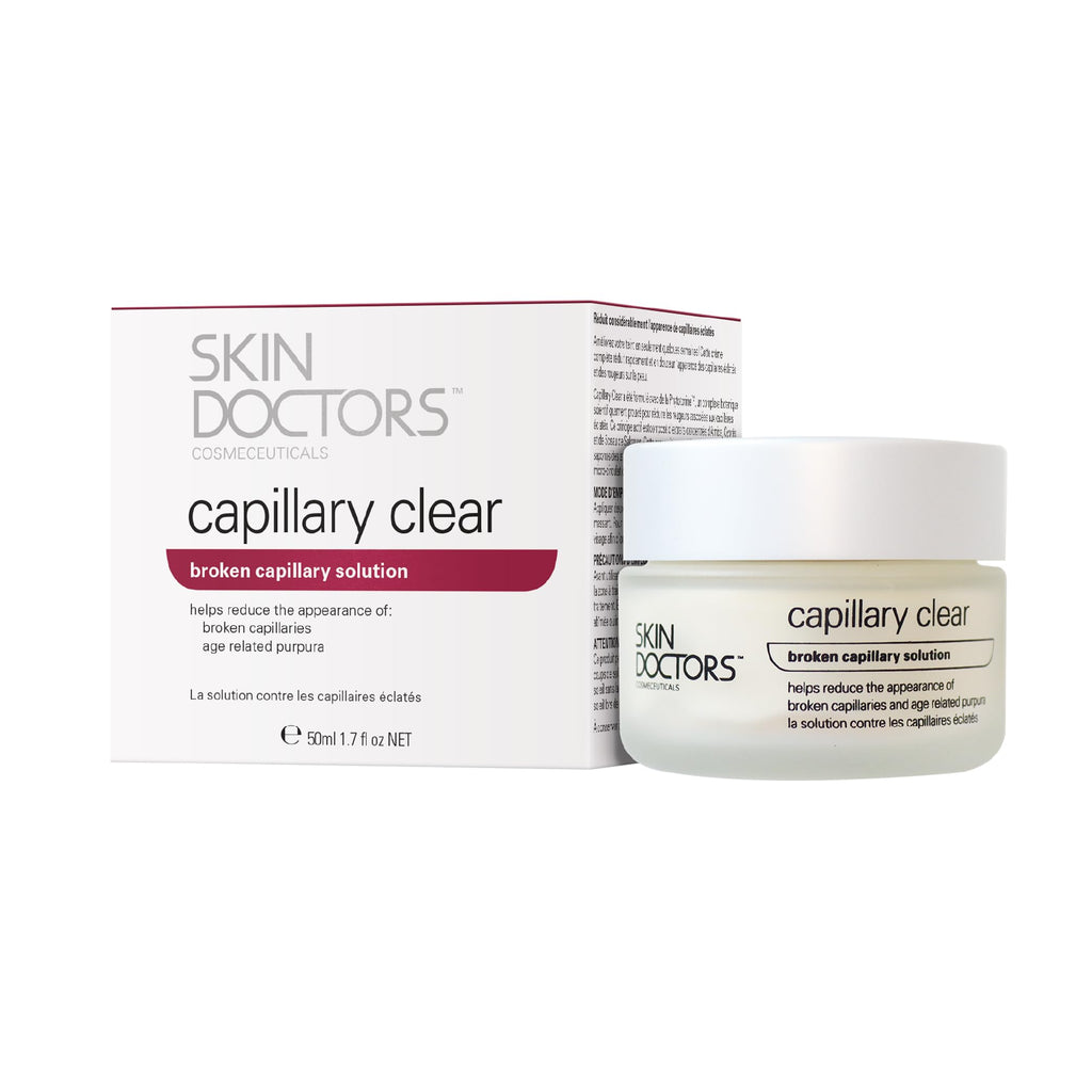 Skin Doctors, Capillary Clear Helps improve the appearance of broken capillaries Reduces the appearance of burst blood vessels help to reduce facial redness and promote an even complexion 50ml
