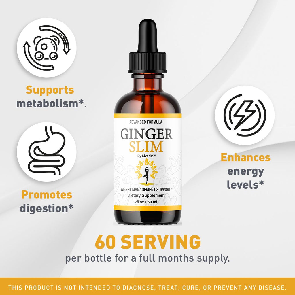 Ginger Slim Drops - Official GingerSlim Droppers Supplement Premium Formula, Ginger Slim All Natural Liquid Support Advanced Formula Healthy Drops Reviews, 1 Bottle for 1 Month