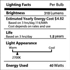 Lava Lamp Bulb 40W 4 Pack E26 Medium Base A15 Appliance Oven Light Bulb