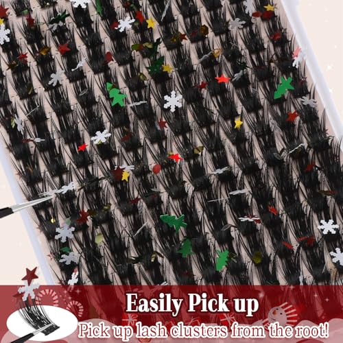 Glitter Lashes Glitter Lash Clusters 10-20mm Cluster Eyelash Extensions 168Pcs Fluffy Lash Clusters C Curl Individual Lashes for New Year Christmas Halloween Cosplay Party False Eyelashes, by Anforlin
