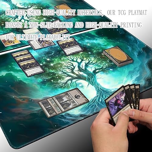 Premium Board Game 24x14in MTG Playmat Compatible for OCG CCG RPG TCG Playmat (Green Vitality)