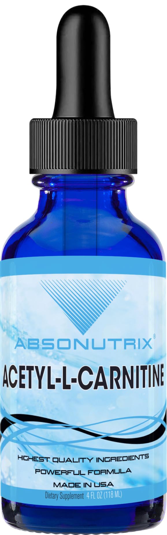 Absonutrix Acetyl L-Carnitine, 593mg per Serving, 200 Potent Servings, Quick Absorption Liquid Drops, Gluten-Free, Third-Party Tested, GMP-Certified, Non-GMO, Made in USA