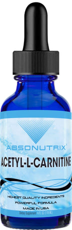 Absonutrix Acetyl L-Carnitine, 593mg per Serving, 200 Potent Servings, Quick Absorption Liquid Drops, Gluten-Free, Third-Party Tested, GMP-Certified, Non-GMO, Made in USA
