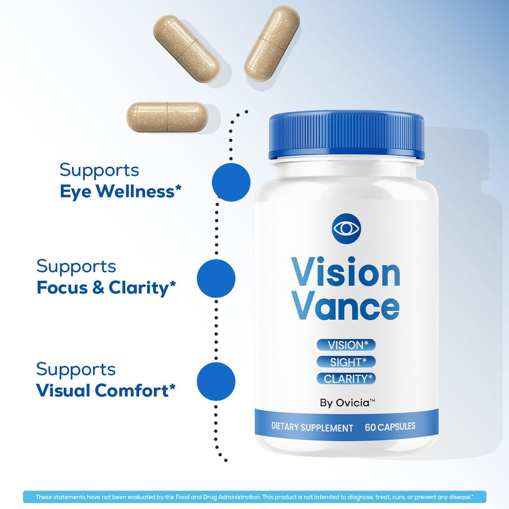 VisionVance Capsules - Official VisionVance Pills Advanced Premium Formula Support Maximum Strength, All Natural Ingredients Vitamins for Overall Health & Wellness, 60 Capsules for 1 Month