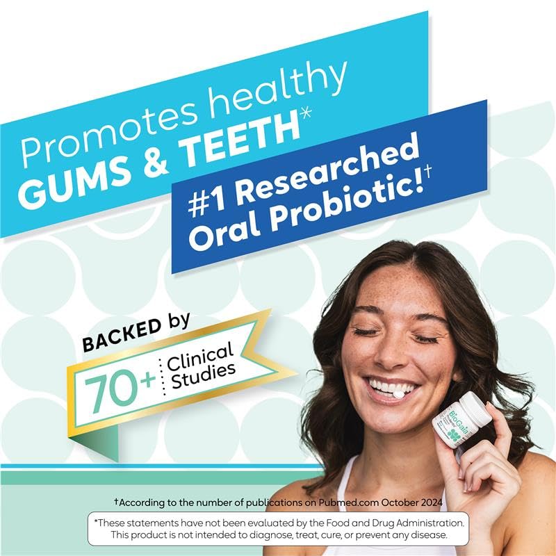 BioGaia Prodentis | Oral Probiotics | Promotes Healthy Gums & Teeth | Defends Against Bad Breath & Dental Problems | Improves Oral Health | Mint Flavored | 30 Dental Probiotic Lozenges