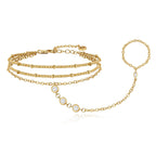 Cicy Bell Hand Chain Bracelets for Women 18K Gold Plated