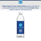 Snugell Travel Size Bottled Distilled Water for CPAP Machines, (6-Pack, 20oz Each) – Up to 12-Day Supply – Multi-Use, Travel-Friendly, Clean, Made in USA