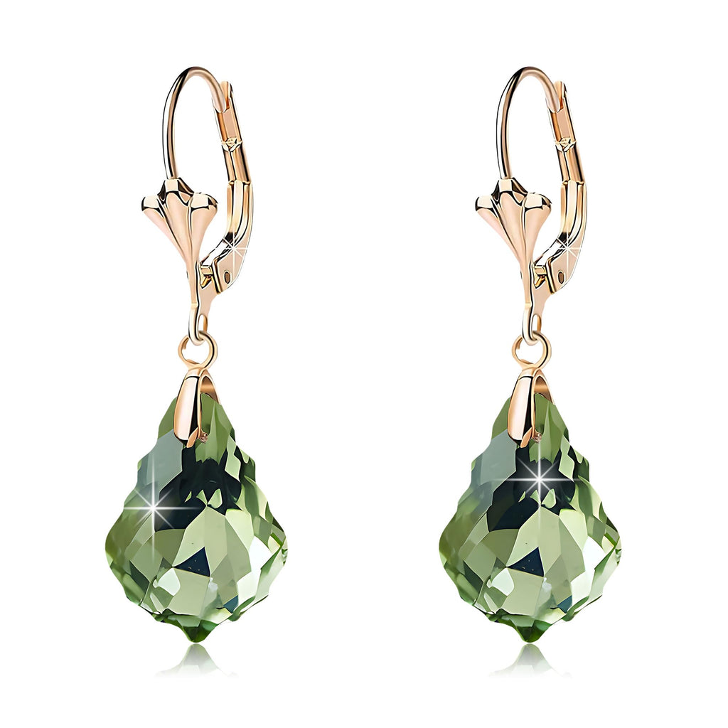 EVEVIC Austrian Crystal Baroque Drop Leverback Earrings for Women