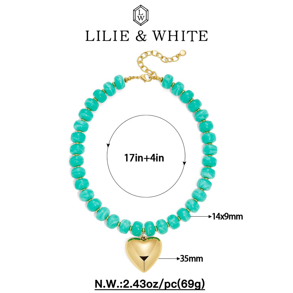 LILIE&WHITE Gold Plated Aqua Beaded Necklace for Women