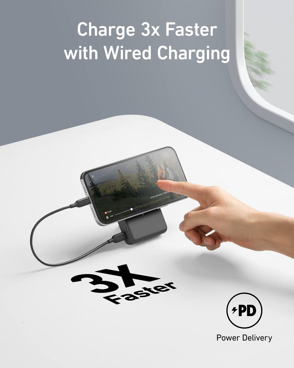Anker 633 Magnetic Battery, 10,000mAh Foldable Wireless Portable Charger, 20W USB-C Power Delivery Power Bank with Stand, Magsafe-Compatible for iPhone 16/15/14/13/12 Series (Black)