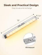 Joyzy Automatic Motion Sensor Closet Lighting with Eye-Protection Design, LED Closet Lights for Stair Step Wireless Light, Rechargeable Wardrobe Pantry Lights (2pack with Warm Lighting)
