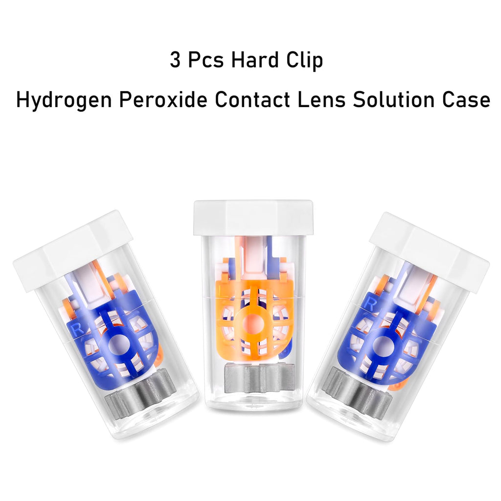 MUSHENJI 3 Pieces Hydrogen Peroxide Contact Lens Case, Travel Size Contact Lens Cleaner Machine, Portable Vented Barrel-shaped Eye Contact Case