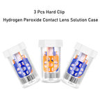 MUSHENJI 3 Pieces Hydrogen Peroxide Contact Lens Case, Travel Size Contact Lens Cleaner Machine, Portable Vented Barrel-shaped Eye Contact Case