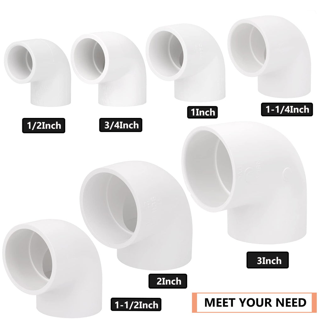 20 Pack 3/4" 90 Degree Elbow Pipe Fittings 2 Way Right Angle PVC Pipe Fitting, Furniture Build Grade SCH40 (Socket x Socket) 3/4" PVC Fitting Connectors for DIY PVC Shelf Garden Support Structure