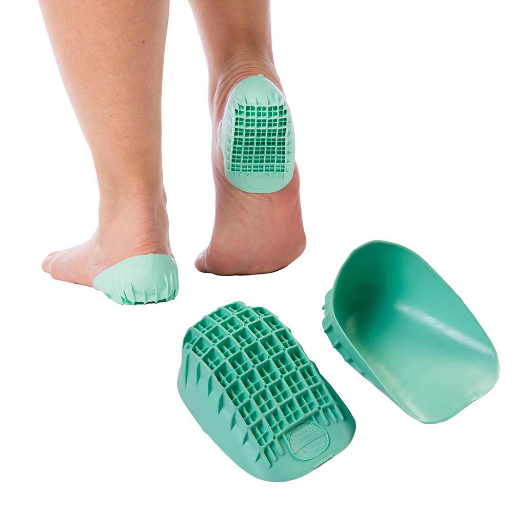 Tuli's Heavy Duty Heel Cups, Shock-Absorbing Cushion Insert for Plantar Fasciitis, Sever’s Disease, and Heel Pain, Green, 2 Pairs, Large