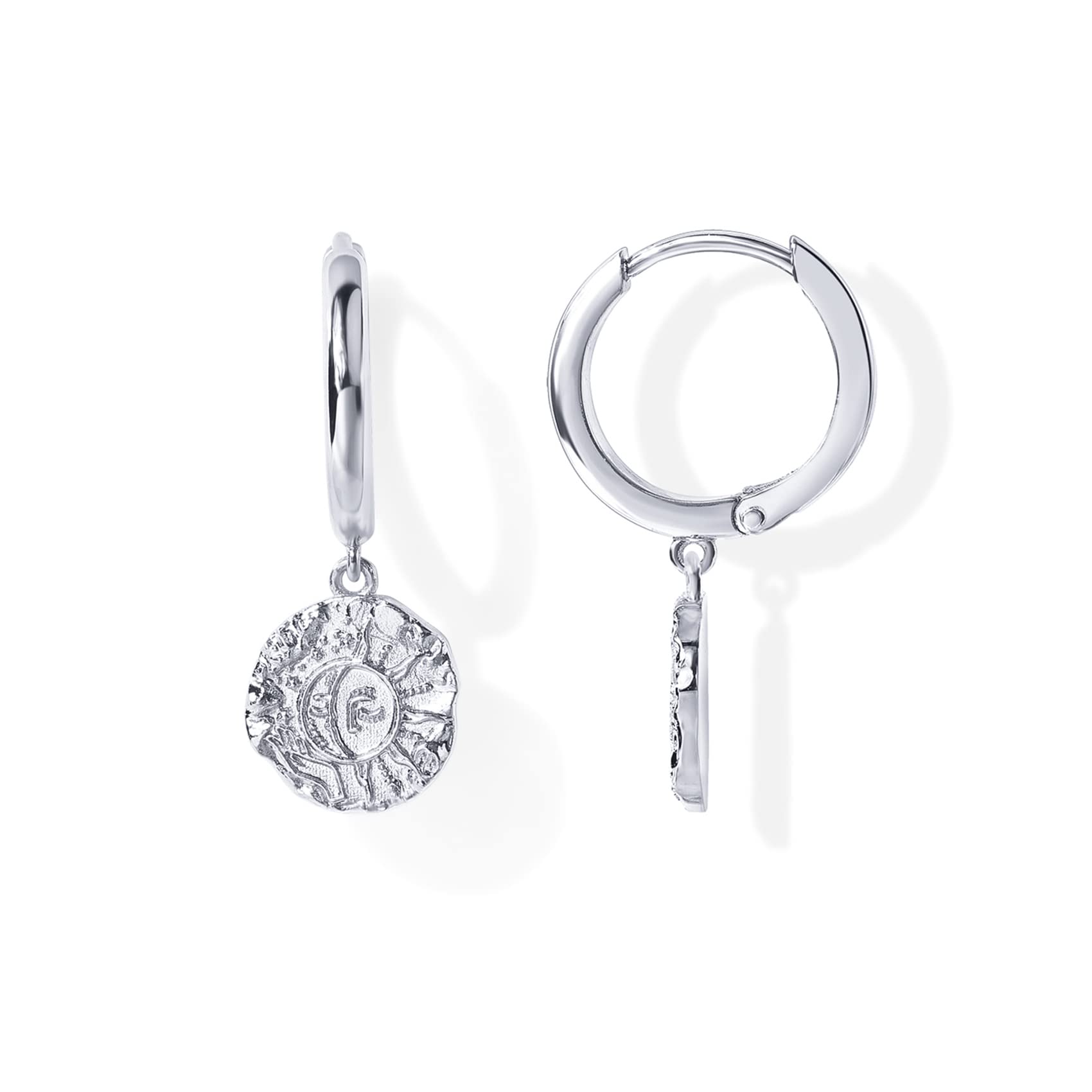 PAVOI 925 Sterling Silver Dainty Huggie Earrings for Women, White Gold