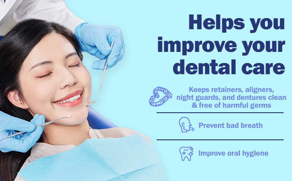 Smile Again Denture, Mouth Guard, Night Guard, Retainer Cleaner and Disinfectant - Mint Flavor - 6 Month Supply …