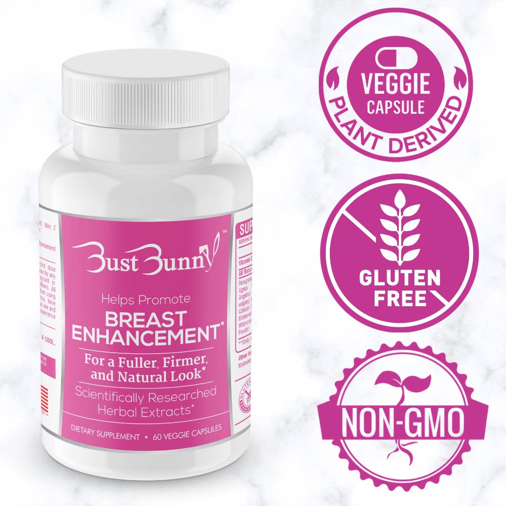 Bust Bunny Breast Enhancement Pills - Vegan Friendly - 12 Month Supply | #1 Natural Way to Enlarge Breast and Increase Bust Size