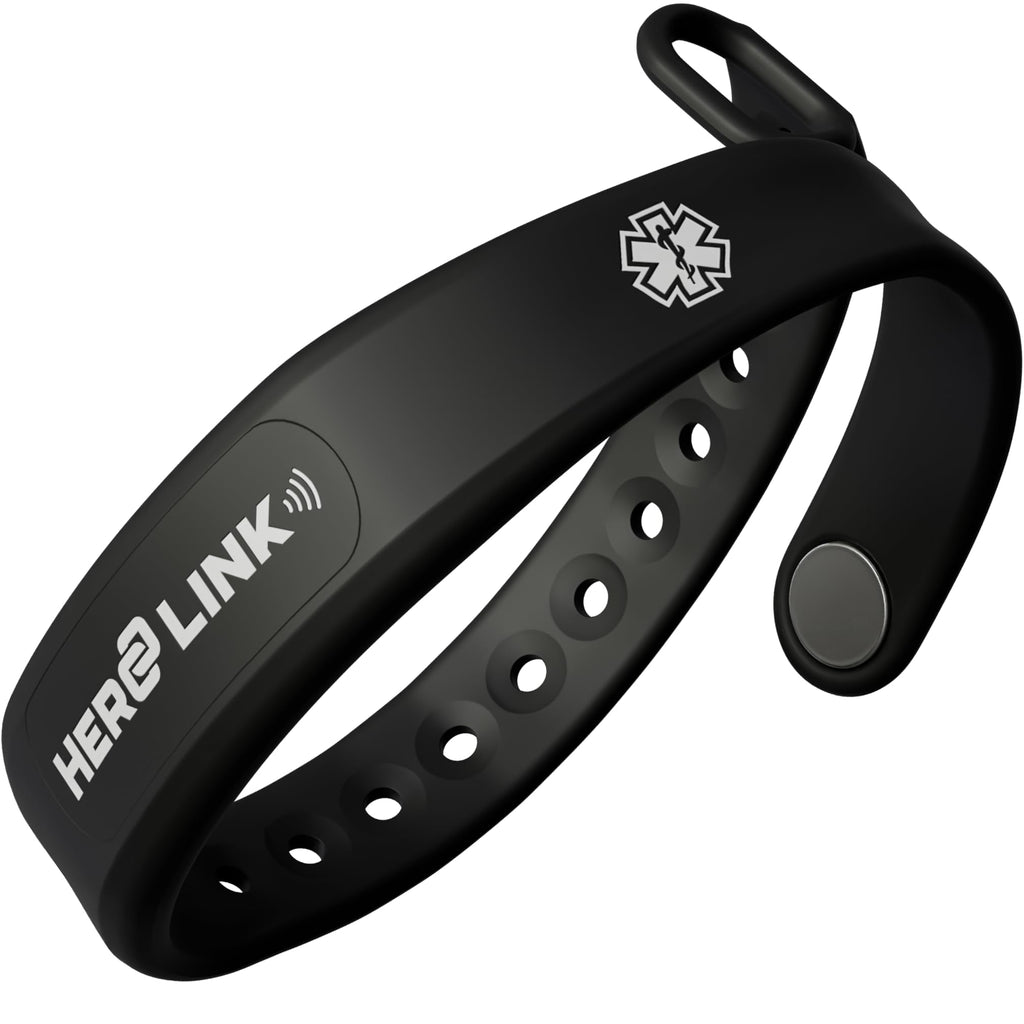 Medical ID Bracelet | Waterproof NFC Silicone Band | Original Black