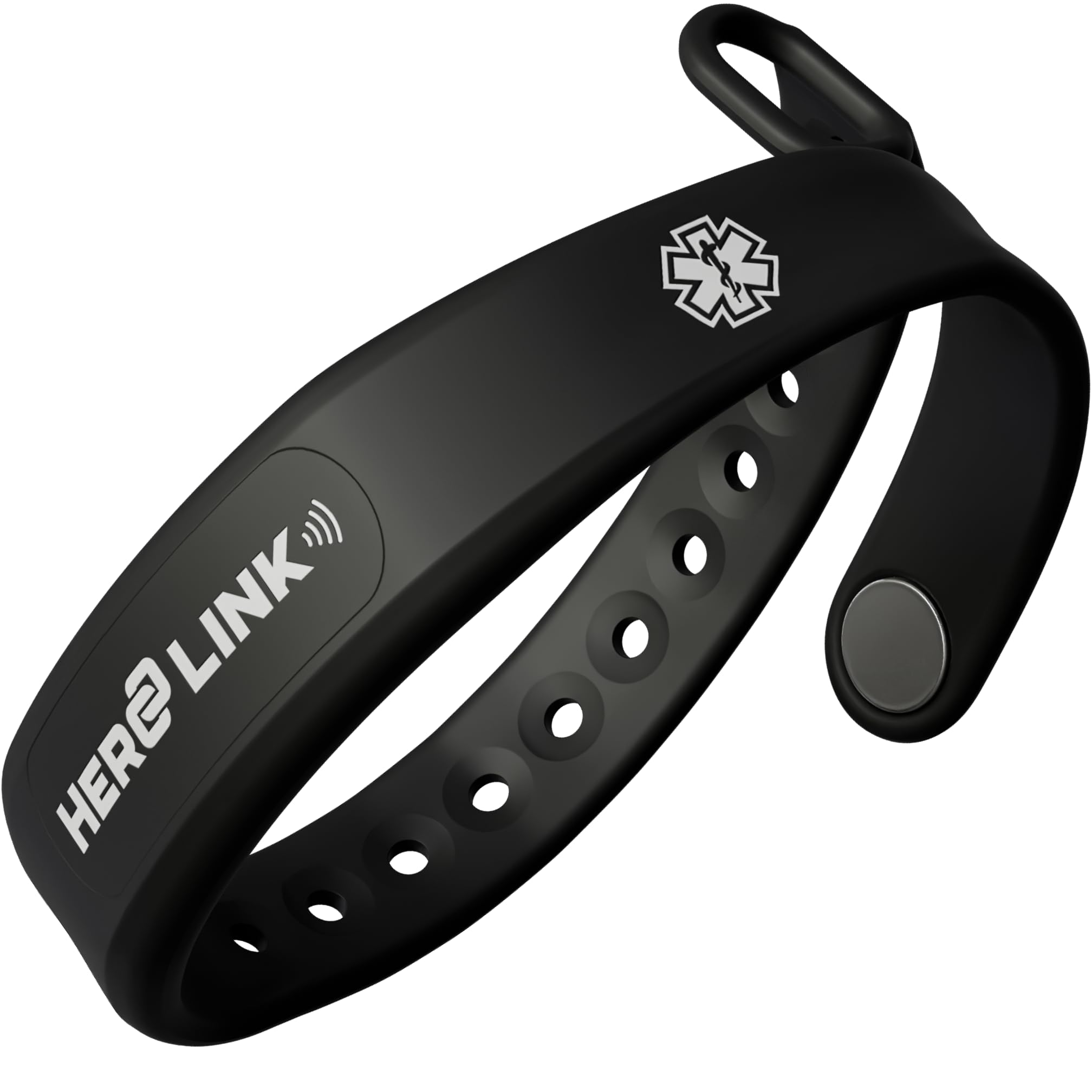 Medical ID Bracelet | Waterproof NFC Silicone Band | Original Black