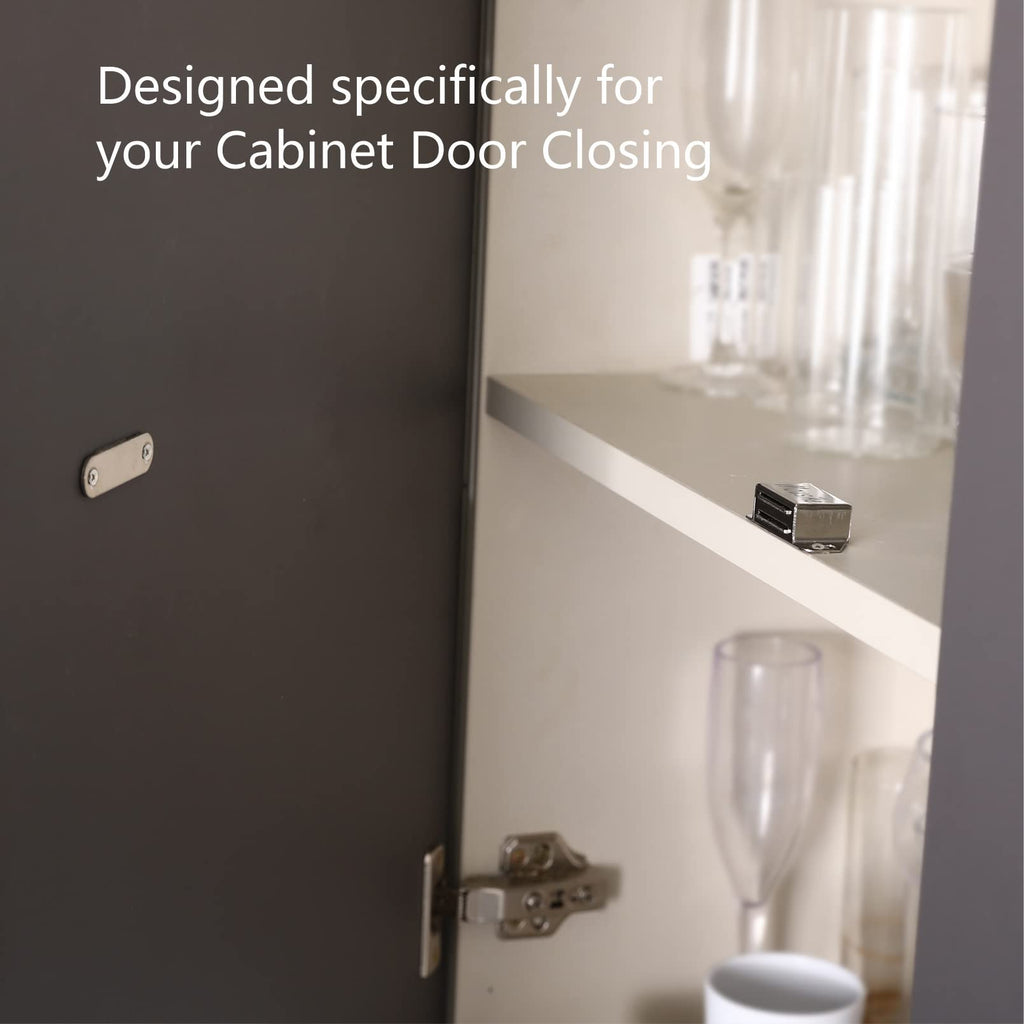 Mousike Cabinet Magnets 30lb Stainless Steel Magnetic Door Catch with Strong Magnetic for Kitchen Cupboard Wardrobe Closet Cabinet Door Drawer Latch