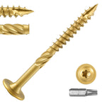 BNUOK Lag Screws #14 x 2-1/2 Inch, (2.5lb, 116pcs) Heavy Duty Construction Structural Exterior Wood Timber Screws, Torx Drive Washer Head Rust Resistant Golden Epoxy Coated, with T30 Star Bit