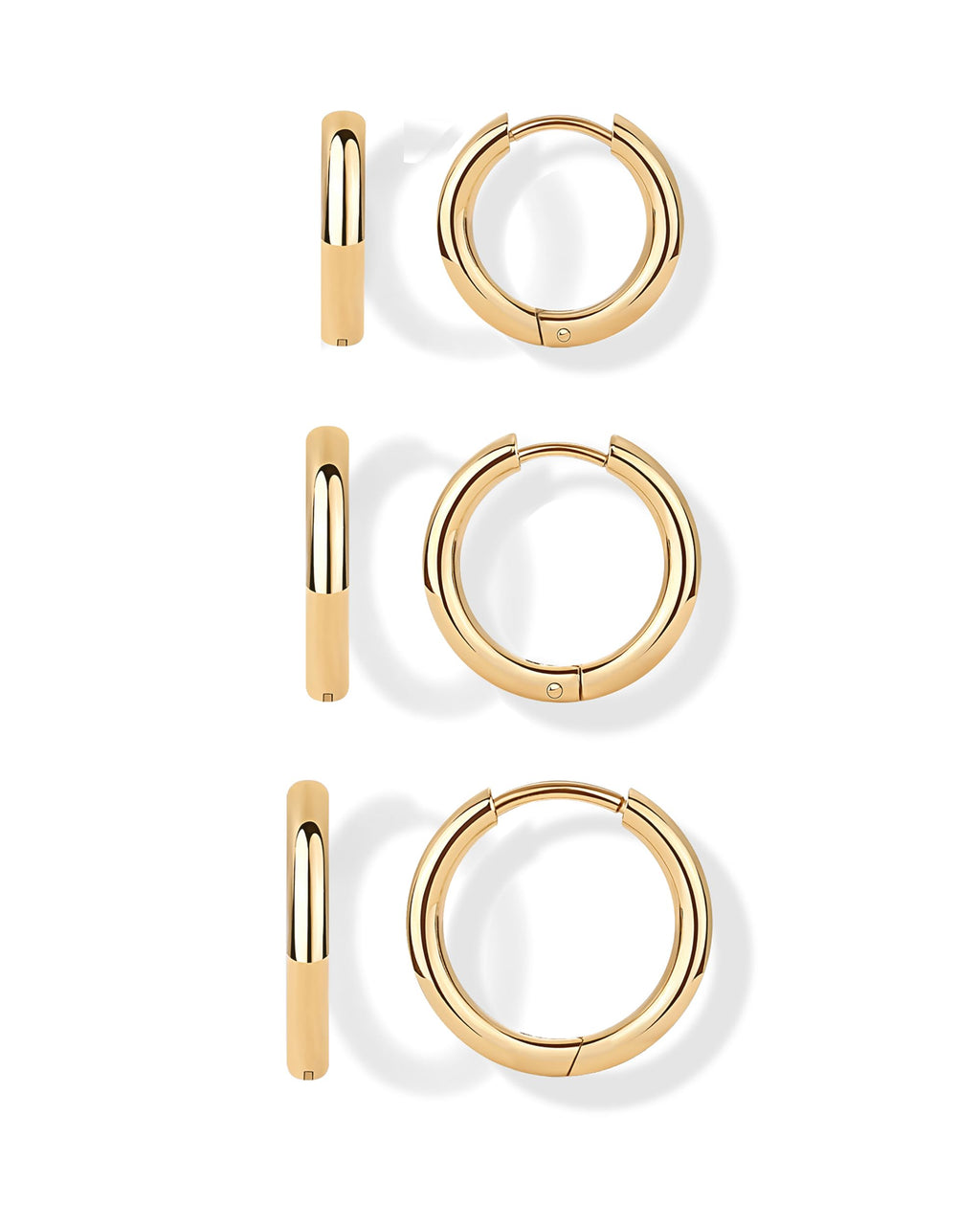 PAVOI Dainty Classic Huggie, Yellow Gold, Size 12mm, 14mm, 16mm