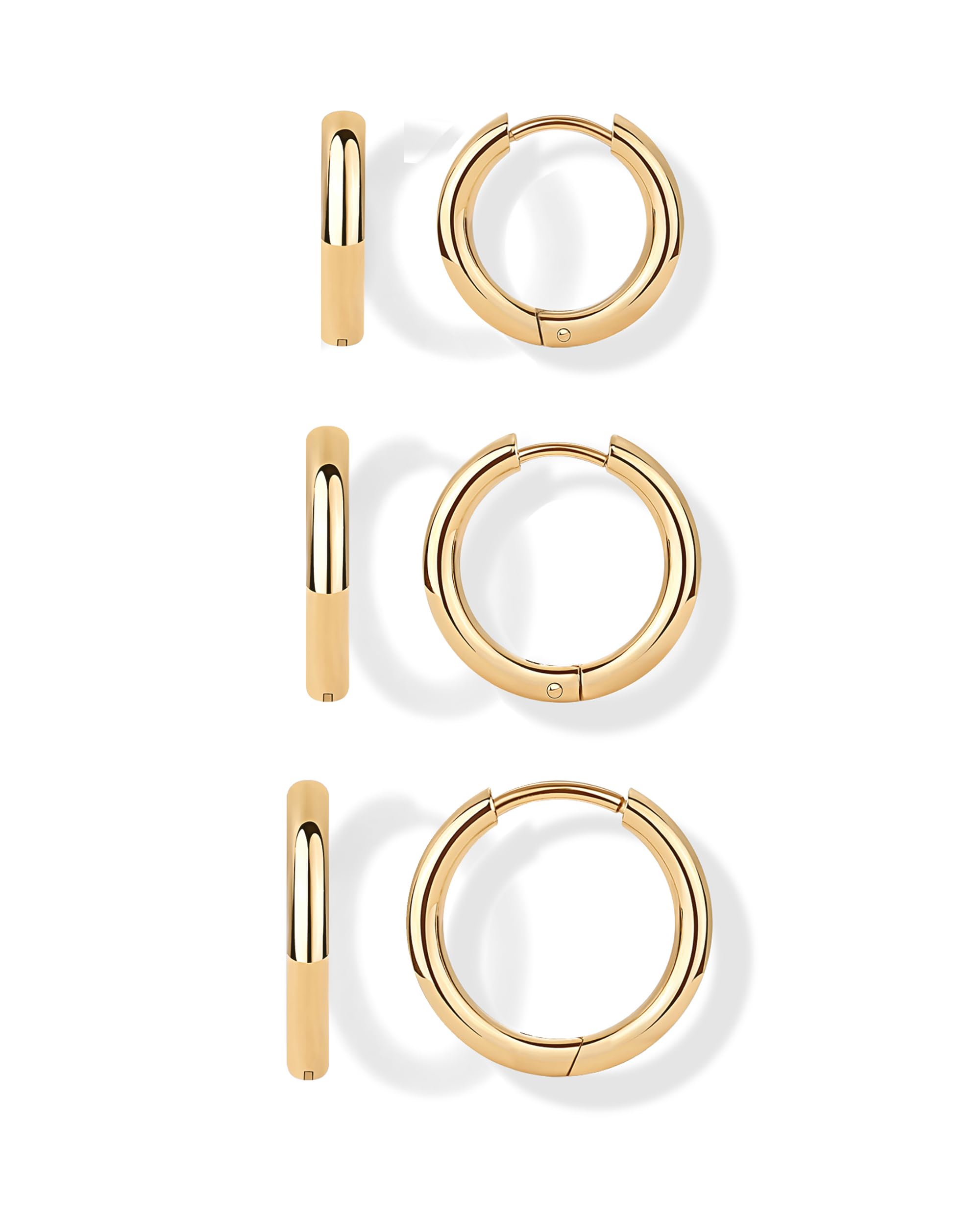 PAVOI Dainty Classic Huggie, Yellow Gold, Size 12mm, 14mm, 16mm