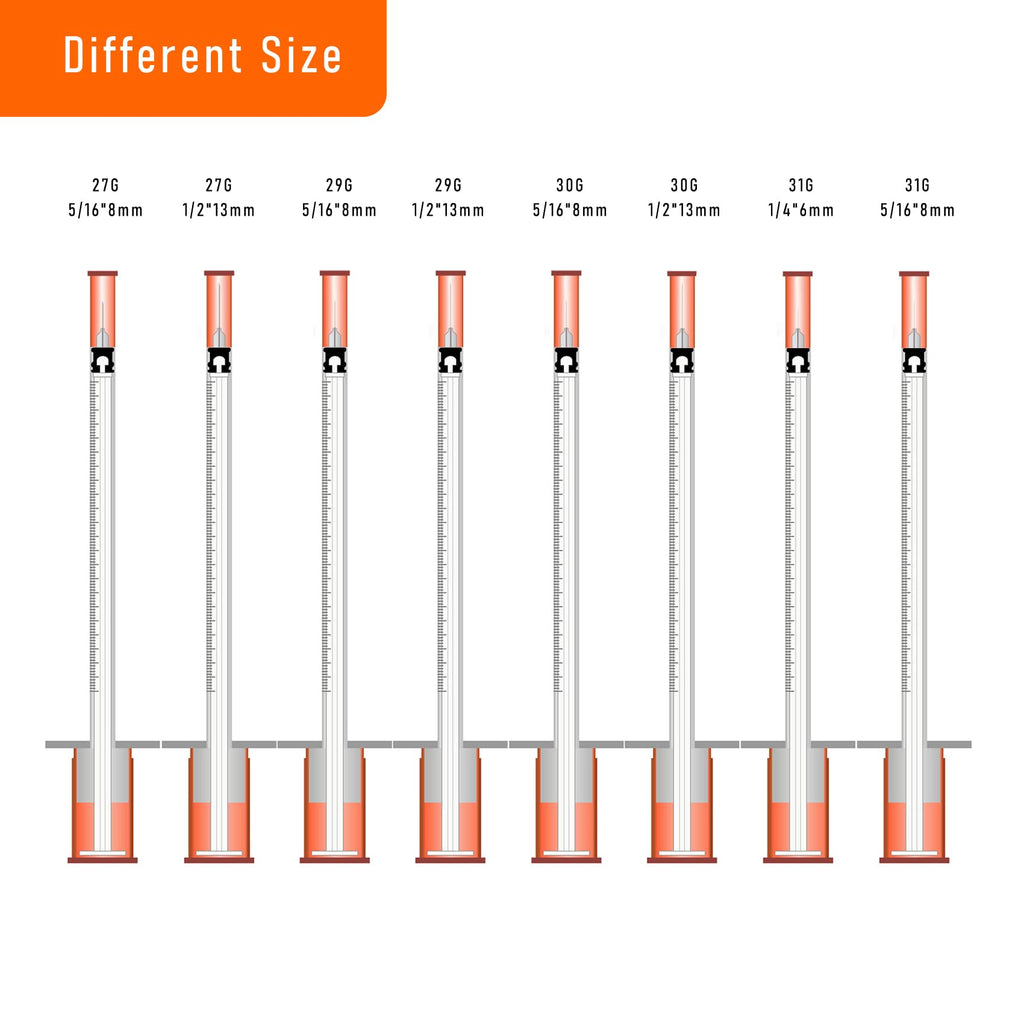 100pack 1cc Syringes with 32G 1/4 Inch-6mm U-100 Accurate Measuring for Liquid Individually Sealed Packaging