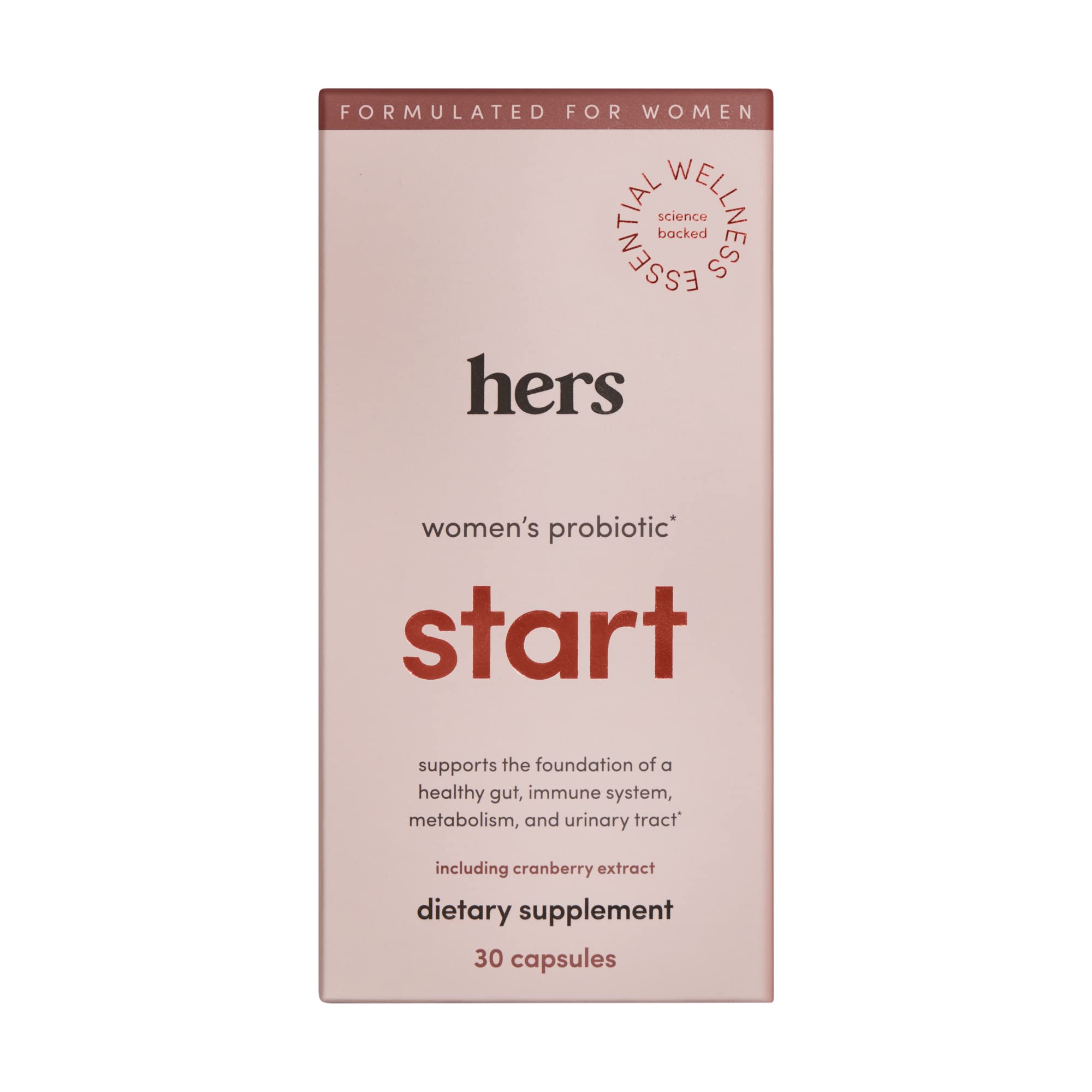 Hers Start Supplement - Women's Daily Multivitamin + Probiotic Supplement - Supports Healthy Gut, Immune System, Metabolism, Urinary Tract - Gluten Free, Non-GMO, Vegetarian - 30 Capsules