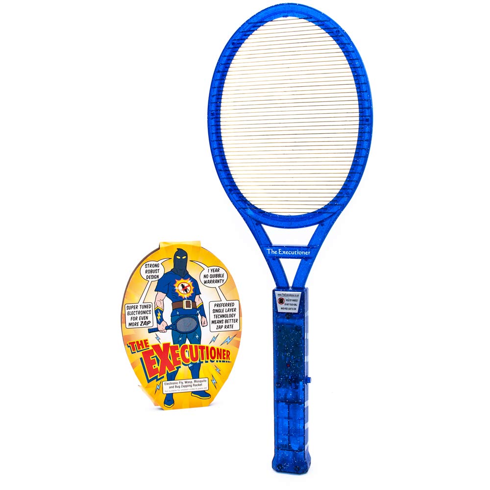 The Executioner Fly Zapper Mosquito, Wasp, Bug, Insect Killer Swatter Electric Fly Zapper Racket Single Layer for Efficient Zapping Indoor Outdoor (Blue)