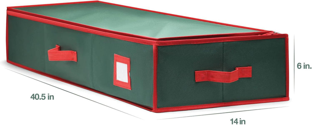 Premium Wrapping Paper Organizer Storage | Gift Wrap Holder With Extra Pockets for Christmas Decorations, Reinforced Handles, Heavy Duty, Ultra-Durable, Tear-Proof Fabric - Fits Up to 27 Rolls (Green)