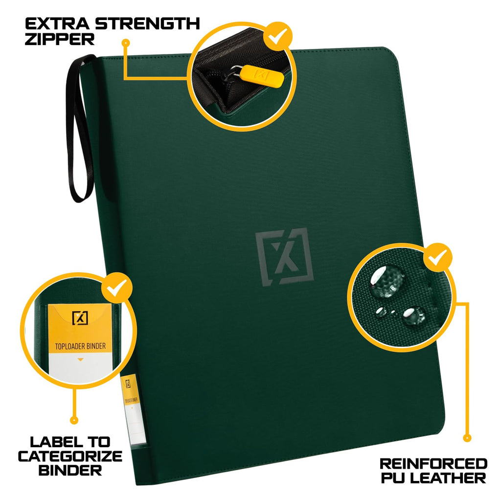 X PRO Toploader Binder | Holds 252 Toploaders | 20 Toploaders INCLUDED | 9-Pocket | Ringless Double-Sided Pockets for TCG, Sports | Premium Top Loader Storage