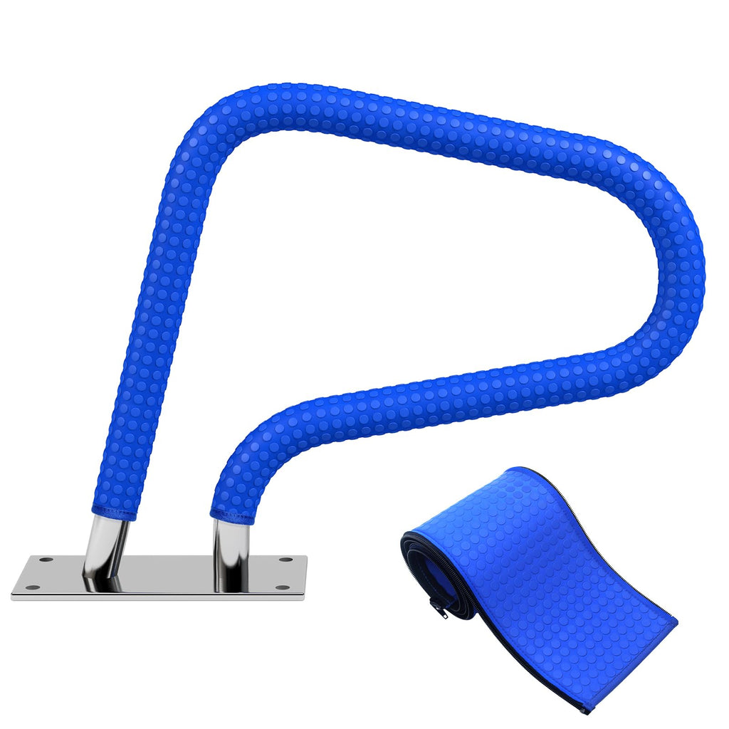 Pool Handrail Covers with Zippers 4 6 8 10 Ft Inground Swimming Pools Hand Rail Cover, Anti-Slip Cool Touch Heat Resistant, Royal Blue, Non Slip Swim Pool Railing Ladder Stair Handle Grip (8 Feet)