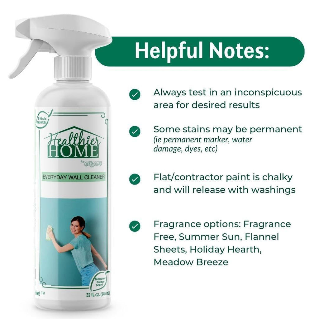 CHOMP! Painted Wall Cleaner Spray, Multipurpose for Walls, Ceilings, and Baseboards, Removes Dirt, Dust, Odor, Stains, Healthier Home 5-Minute CleanWalls 4-in-1, 32 Ounces (Lavender Fields)