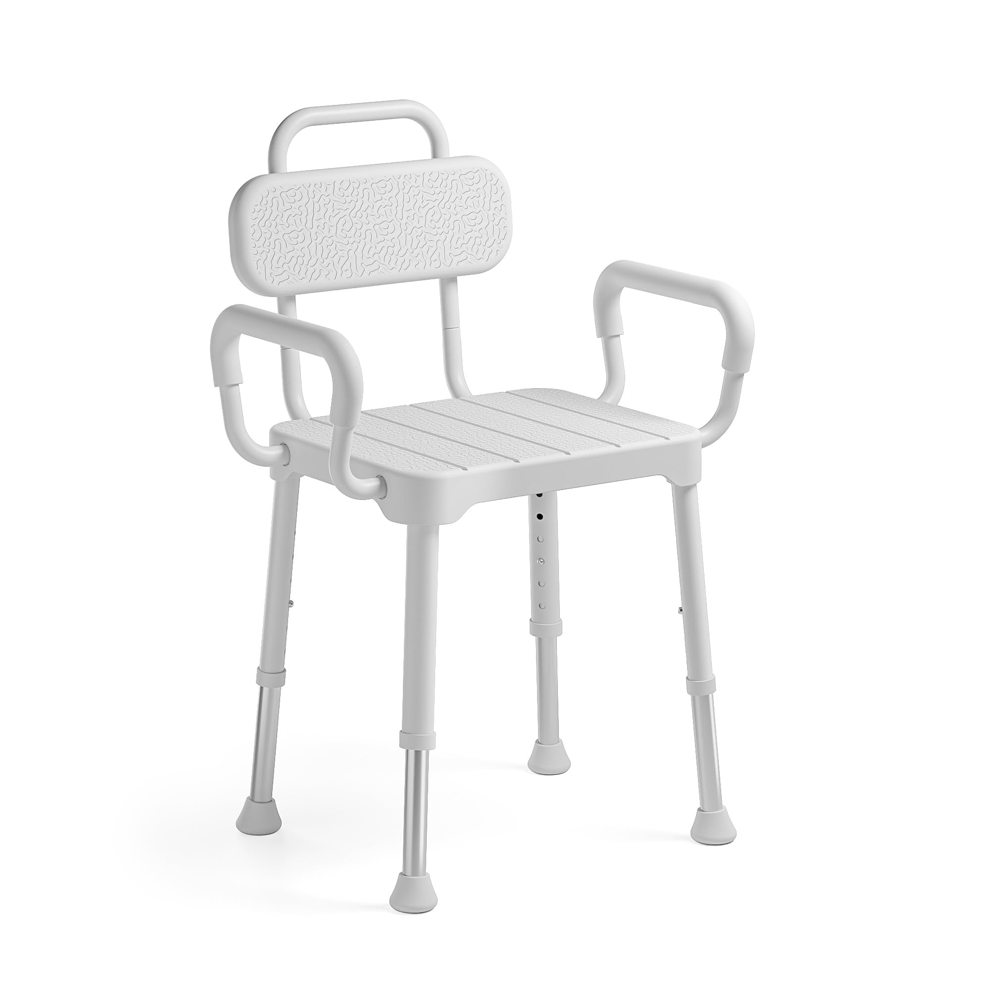 Shower Chair for Inside Shower,Bath Chair with Arms and Back,Aluminum Shower Stool for Tub,Slip Resistant Shower Bench,Height-Adjustable Shower Seat with Handles for Seniors,Neutral Gray