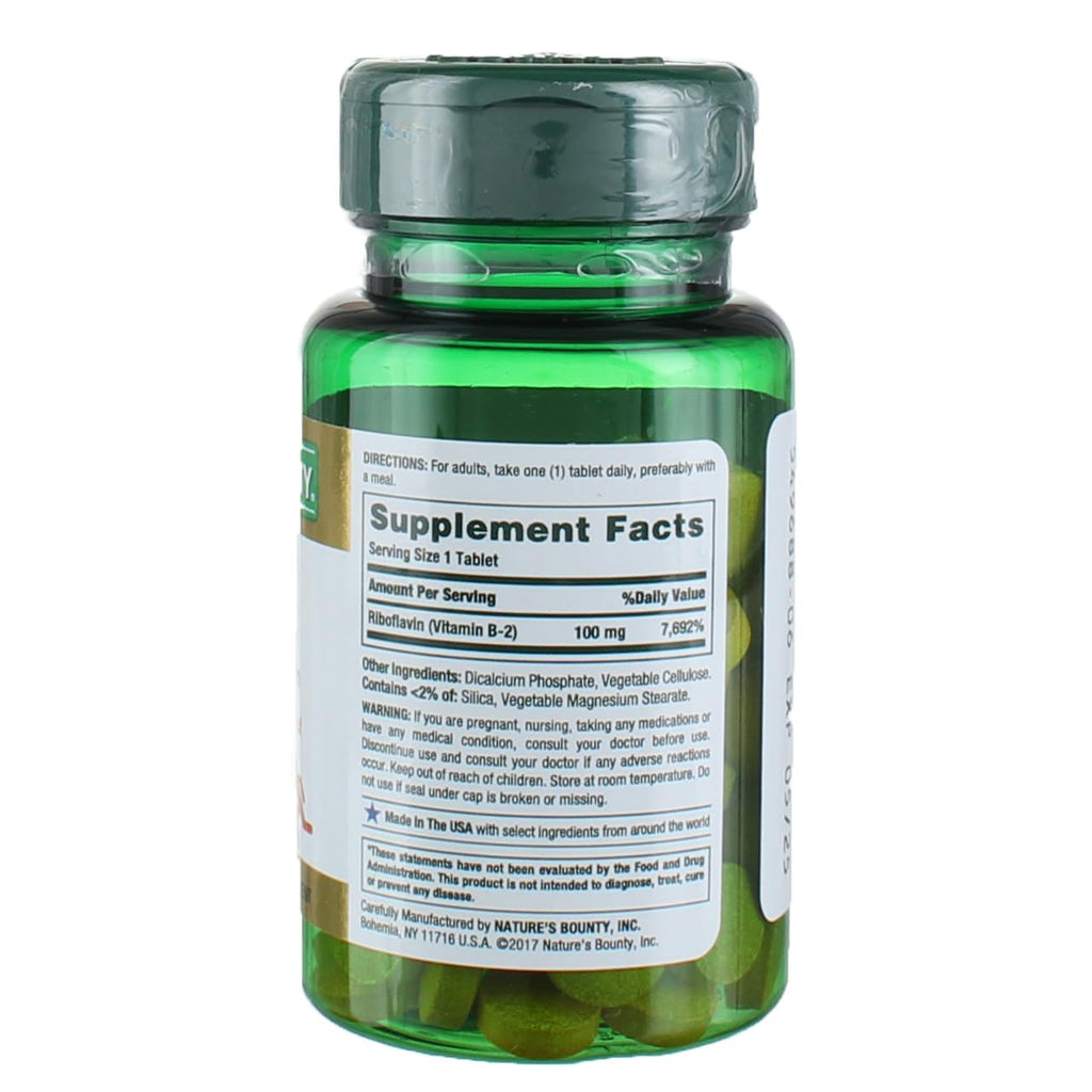 Nature's Bounty Vitamin B-2 100 mg, 100 Tablets (Pack of 6)