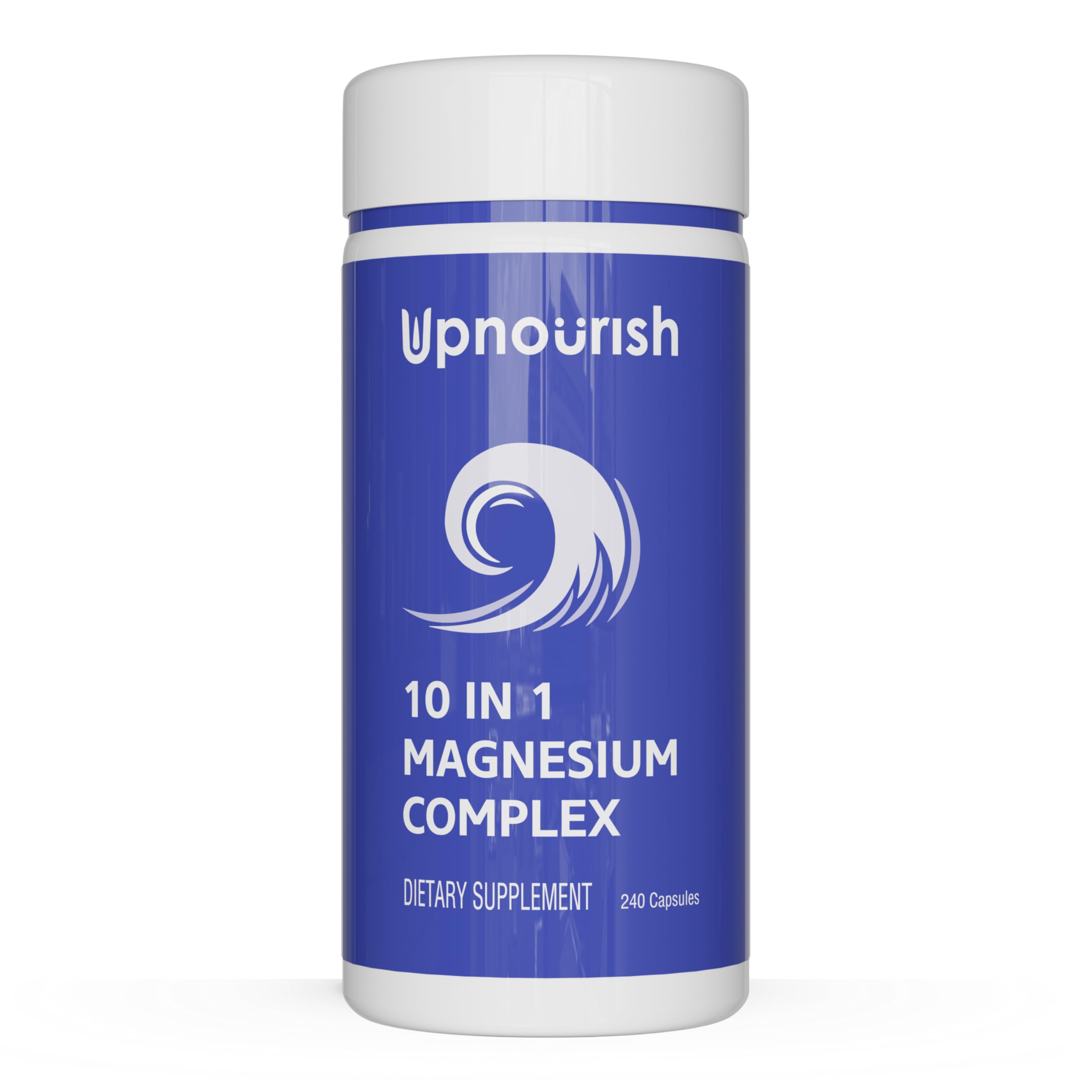 UpNourish Magnesium Supplement - 10 in 1 Magnesium Complex - Full Spectrum Magnesium Mineral Supplements with Glycinate, Citrate, Taurate, Malate, Carbonate, Oxide and More, 240 Vegan Capsules