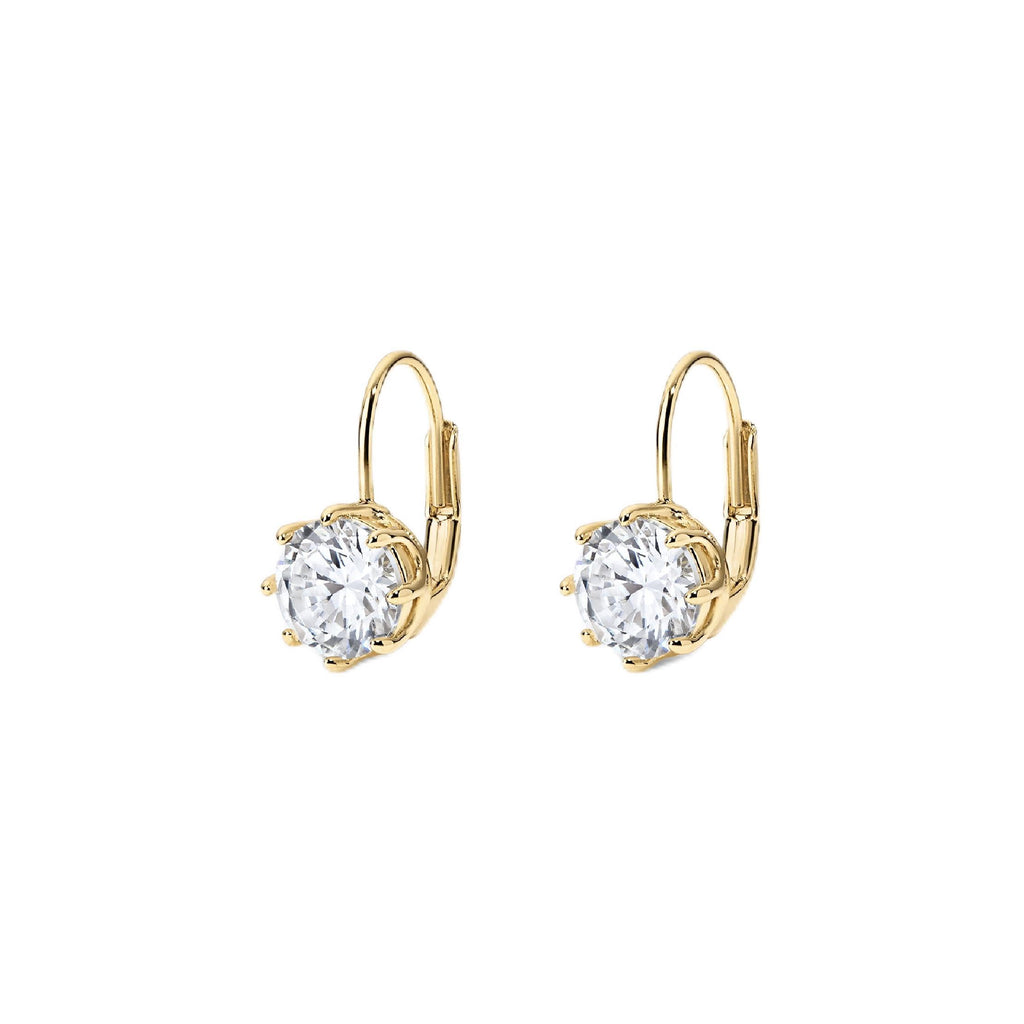 Electric Picks Bentley Earrings for Women, 14k Gold Plated 7mm Crystal Drop Earrings, Minimalist Everyday Sparkle Jewelry, Hypoallergenic Diamond-Look Gift