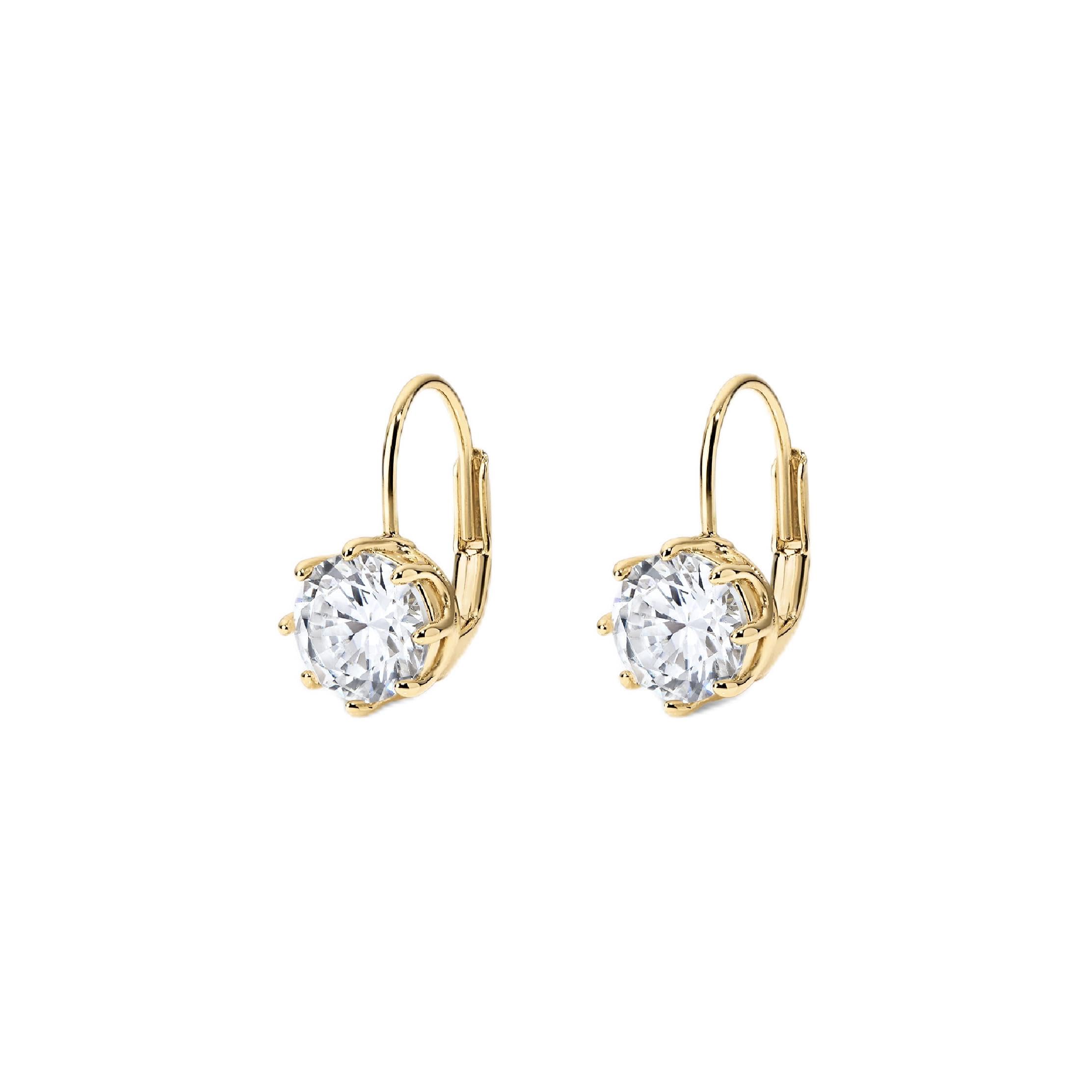 Electric Picks Bentley Earrings for Women, 14k Gold Plated 7mm Crystal Drop Earrings, Minimalist Everyday Sparkle Jewelry, Hypoallergenic Diamond-Look Gift