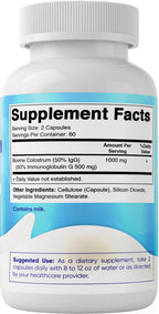 Vitamatic Bovine Colostrum Supplement 1000 mg per Serving - 50% Highest IgG - Supplement for Gut Health, Hair Growth, Beauty, Muscle Recovery, & Immune Support - 120 Capsules