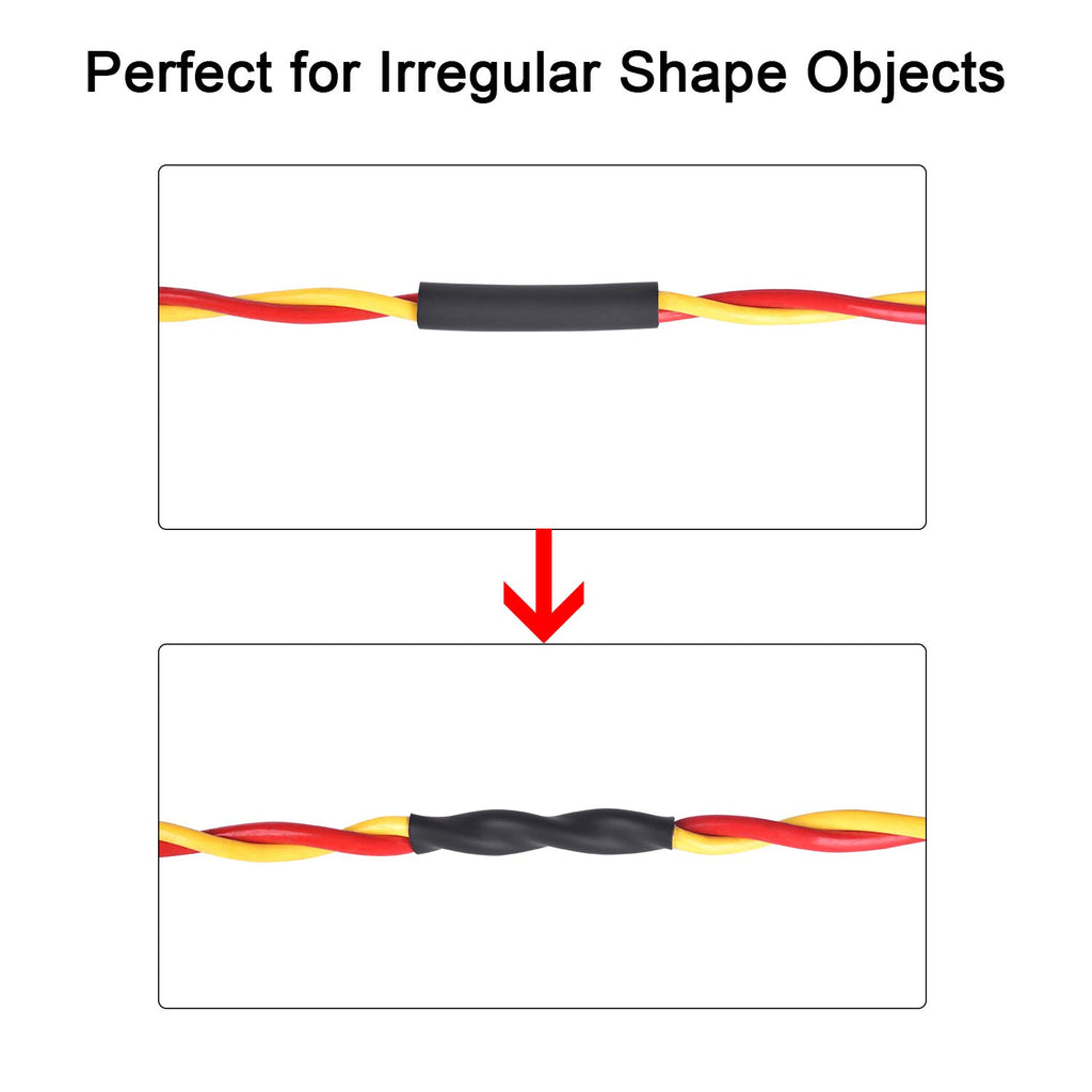XHF UL Listed 1-1/4 Inch 10Ft 3:1 Waterproof Heat Shrink Tubing Roll Marine Grade Adhesive Lined Heat Shrink Tube, Insulation Sealing Oil-Proof Wear-Resistant Black