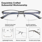 EYECEDAR 5 Pack Reading Glasses Men Blue Light Blocking Eyeglasses Gunmetal Gray Metal Half Frame Spring Hinges Readers for Men and Women 2.5