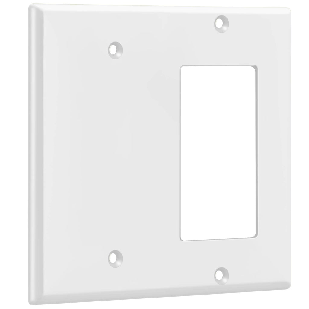 ENERLITES Combination Blank Device / Decorator Switch Wall Plate, Size 2-Gang 4.50" x 4.57", Polycarbonate Thermoplastic, 880131-W-10PCS, White (10 Pack)