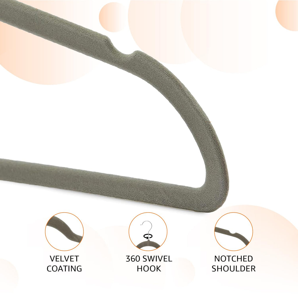 Amazon Basics Slim Velvet Non-Slip Space Saving Suit Clothes Hangers, Sturdy Metal, Gray/Silver, 30-Pack