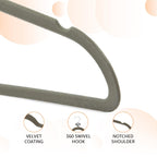Amazon Basics Slim Velvet Non-Slip Space Saving Suit Clothes Hangers, Sturdy Metal, Gray/Silver, 30-Pack
