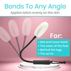 Vive Bendable Lotion Applicator for Your Back - Easily Apply Sunscreen, Self Tanner, Moisturizer, & Cream to Feet, Back, & Body - Long Handled Shower Wand Brush for Women & Men - Reusable, Washable