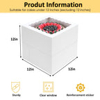 Moretoes 16 Pack Cake Boxes, 12x12x12 Inch Tall Cake Containers with Window for Tier Cakes, Disposable Sturdy Bakery Carrier with Lids, for Valentine's Day, Mother's Day, Wedding, Birthday