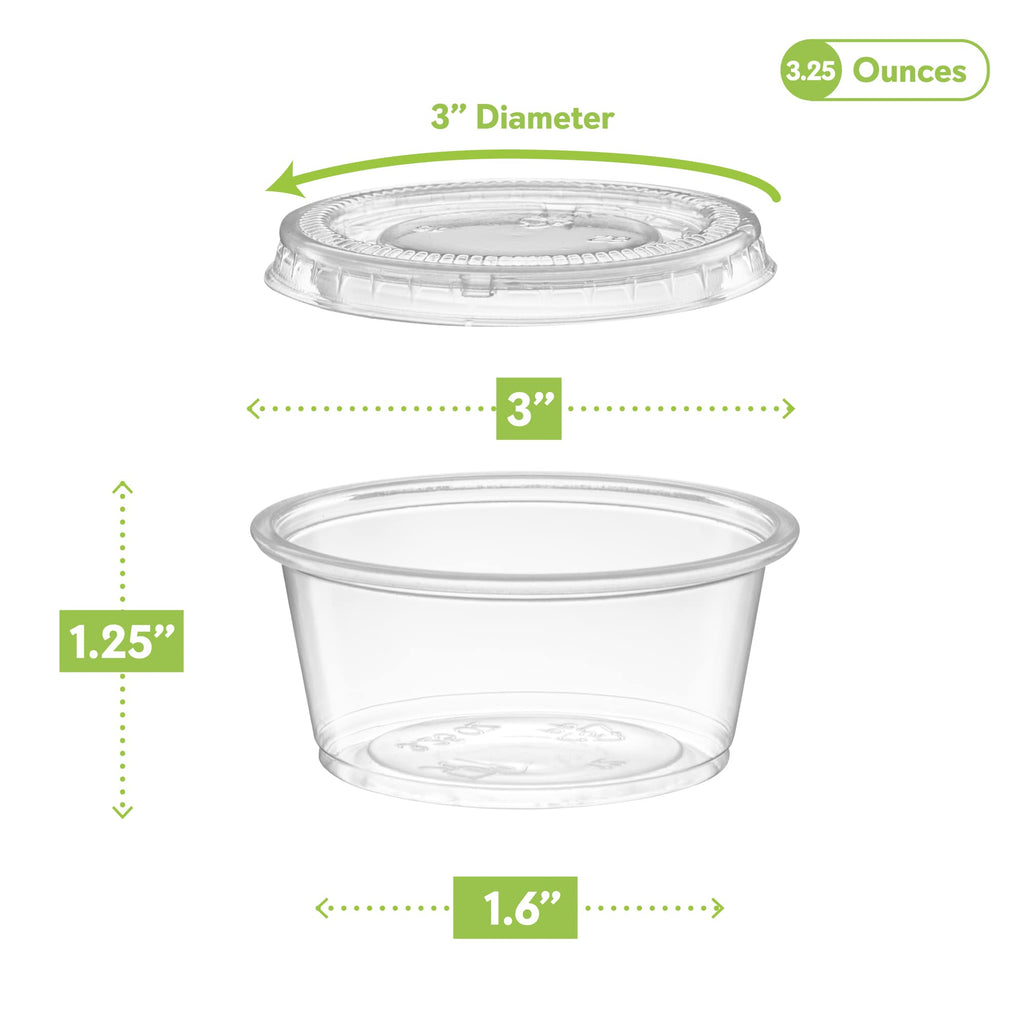 3.25 oz - 200 Sets Clear Diposable Plastic Portion Cups With Lids, Small Mini Containers For Portion Controll, Jello Shots, Meal Prep, Sauce Cups, Slime, Condiments, Disposable Souffle Cups